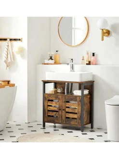 Waschbeckenunterschrank in Braun/ Schwarz - (B)60 x (H)60 x (T)30 cm