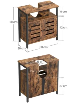 Waschbeckenunterschrank in Braun/ Schwarz - (B)60 x (H)60 x (T)30 cm