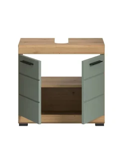 Waschbeckenunterschrank in Artisan Eiche/Salbei - (B) 60 x (H) 56 x (T) 34