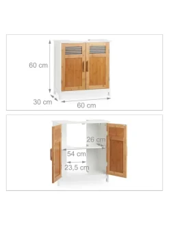 Waschbeckenunterschrank in Natur/Weiß - (B)60 x (H)60 x (T)30 cm