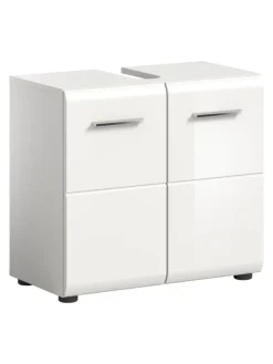 Waschbeckenunterschrank in Weiß/Weiß Hochglanz - (B) 60 x (H) 54 x (T) 30