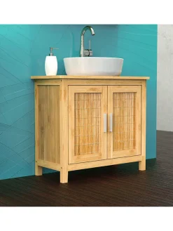 Waschbeckenunterschrank in Hellbraun - (B)67 x (H)60 x (T)28 cm