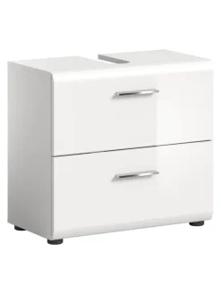 Waschbeckenunterschrank in Weiß/Weiß Hochglanz - (B) 60 x (H) 54 x (T) 30