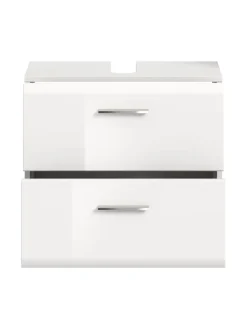 Waschbeckenunterschrank in Weiß/Weiß Hochglanz - (B) 60 x (H) 54 x (T) 30