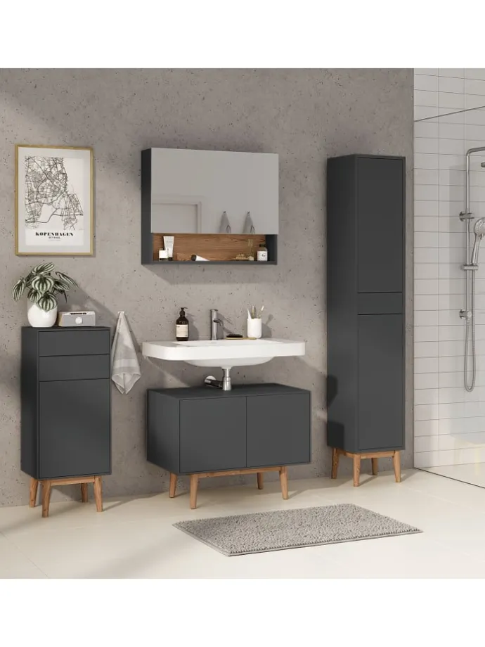 Waschbeckenunterschrank LINDHOLM in Matt Grau