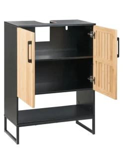 Waschbeckenunterschrank MISCANTI in Braun/Schwarz - (W) 60 x (H) 80 x (L) 30 cm