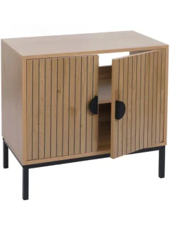 Waschbeckenunterschrank O42 mit 2 Türen, Holzoptik natur
