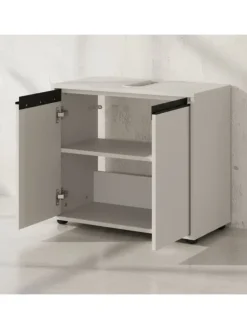 Waschbeckenunterschrank Soft-Close, 2 Türen, Made in Germany in Steingrau