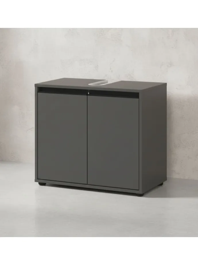 Waschbeckenunterschrank Soft-Close, 2 Türen, Made in Germany in Graphit