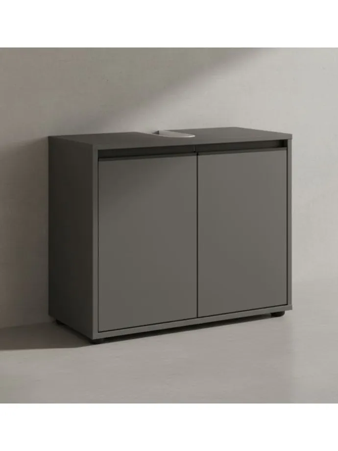 Waschbeckenunterschrank Soft-Close, 2 Türen, Made in Germany in Graphit