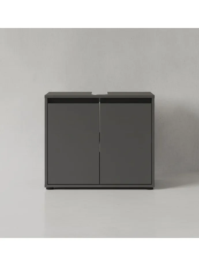 Waschbeckenunterschrank Soft-Close, 2 Türen, Made in Germany in Graphit