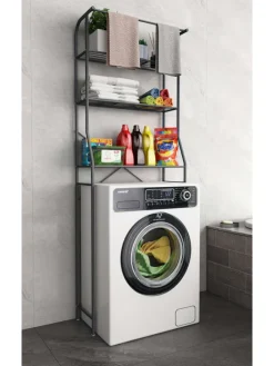 Waschmaschine Toilette Überbau Schrank Tubas L in Schwarz