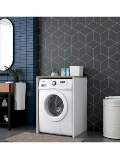 Waschmaschinen-Regal in Natur/ Weiß - (B)65 x (H)91,8 x (T)60 cm