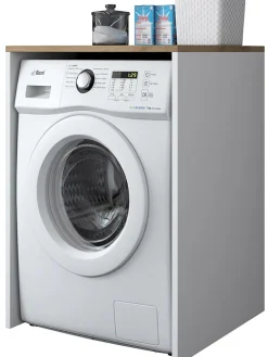 Waschmaschinen-Regal in Natur/ Weiß - (B)65 x (H)91,8 x (T)60 cm