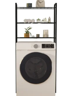 Waschmaschinen-Regal "Nigel" in Schwarz - (B)68 x (H)150 x (T)24 cm