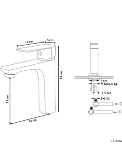 Wasserhähne BERLOI in Schwarz - (W) 5 x (H) 18 x (L) 13 cm