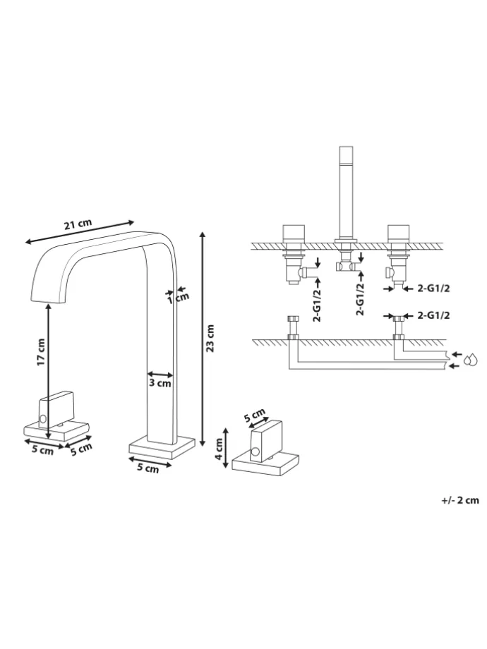 Wasserhähne KAGERA in Schwarz - (W) 5 x (H) 23 x (L) 21 cm