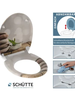 WC-Sitz mit Absenkautomatik "Stone pyramid" in Beige