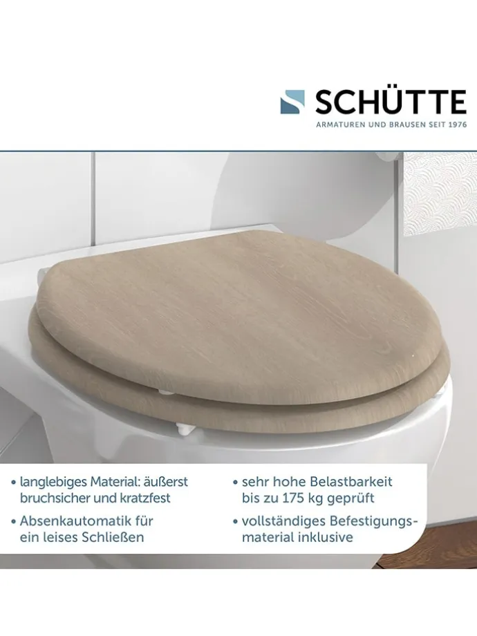 WC-Sitz mit Absenkautomatik "Modern Wood" in Hellbraun