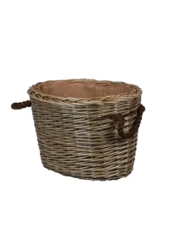 Weidekorb gefüttert mit Seilgriffen in Grau