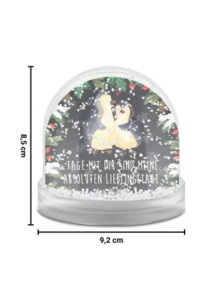 Weihnachts Schneekugel Pinguin umarmen mit Spruch in Kreidetafel