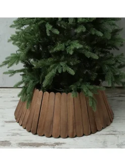Weihnachtsbaumrock aus Holz Abdeckung für Baumständer D: 70cm in braun