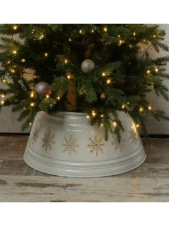 Weihnachtsbaumrock Schneeflocken Abdeckung für Baumständer D: 57cm in weiß