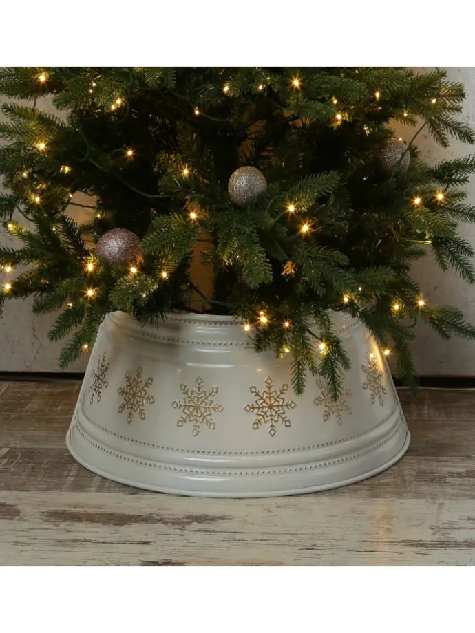 Weihnachtsbaumrock Schneeflocken Abdeckung für Baumständer D: 57cm in weiß