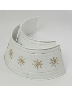 Weihnachtsbaumrock Schneeflocken Abdeckung für Baumständer D: 57cm in weiß