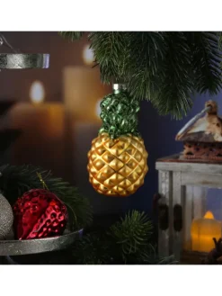 Weihnachtsbaumschmuck Ananas Erdbeere Glas H. 12cm/9cm in bunt