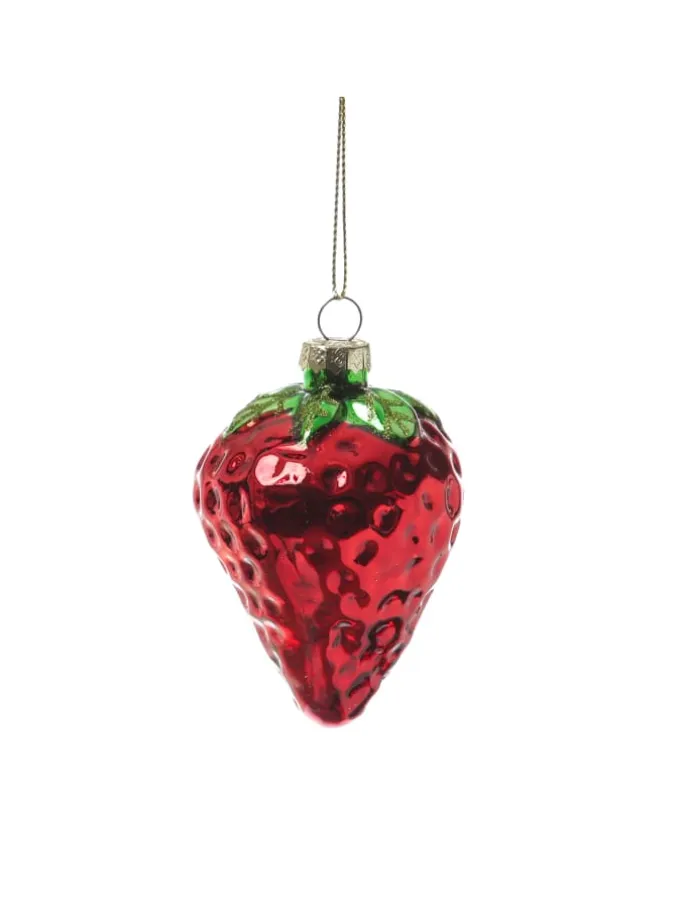 Weihnachtsbaumschmuck Ananas Erdbeere Glas H. 12cm/9cm in bunt