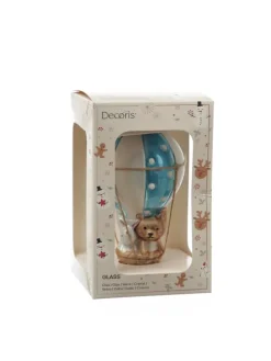 Weihnachtsbaumschmuck Ballon mit Bär und Hase H: 13cm in blau