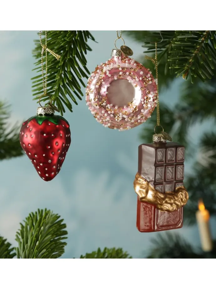 Weihnachtsbaumschmuck Donut Erdbeere Schokolade in bunt