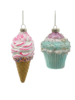 Weihnachtsbaumschmuck Eis Cupcake mit Perlen H: 13cm/10cm in bunt