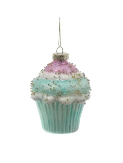 Weihnachtsbaumschmuck Eis Cupcake mit Perlen H: 13cm/10cm in bunt