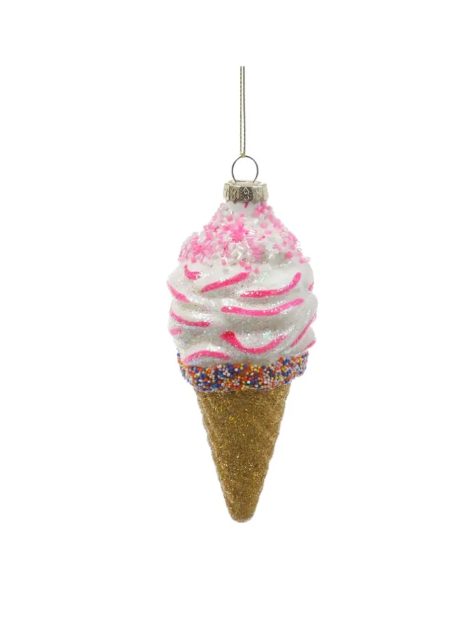Weihnachtsbaumschmuck Eis Cupcake mit Perlen H: 13cm/10cm in bunt