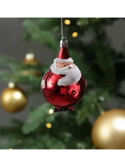 Weihnachtsbaumschmuck Weihnachtsmann bruchfest glänzend H: 9cm in rot