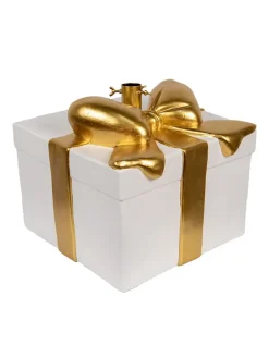 Weihnachtsbaumständer in Weiß/ Gold - (B)36 x (H)35 x (T)33 cm