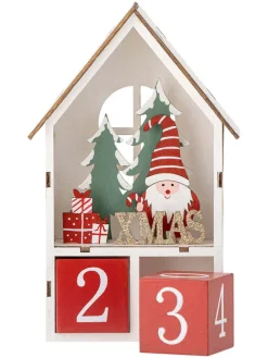 Weihnachtskalender ''Edmund'' in Weiß/ Rot - (B)12 x (H)19 x (T)5 cm