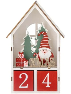 Weihnachtskalender ''Edmund'' in Weiß/ Rot - (B)12 x (H)19 x (T)5 cm