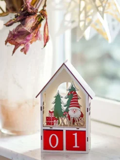 Weihnachtskalender ''Edmund'' in Weiß/ Rot - (B)12 x (H)19 x (T)5 cm