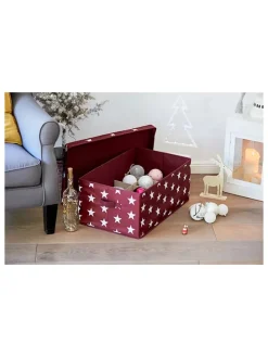 Weihnachtskugelbox in Rot - (B)58 x (H)25 x (T)36 cm