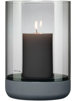 Windlicht ''Calma'' in Grau - (H)22 x Ø 15 cm