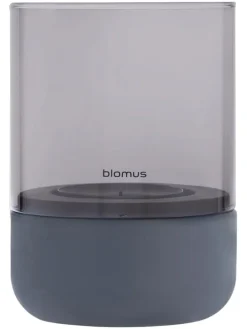 Windlicht ''Calma'' in Grau - (H)14 x Ø 10 cm