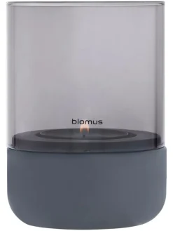 Windlicht ''Calma'' in Grau - (H)14 x Ø 10 cm