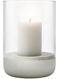 Windlicht ''Calma'' in Hellgrau - (H)22 x Ø 15 cm