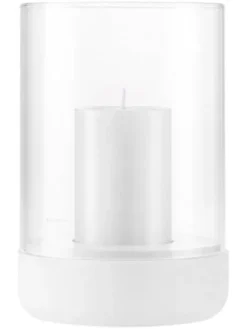 Windlicht ''Calma'' in Weiß - (H)22 x Ø 15 cm