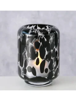 Windlicht ''Dotty'' in Schwarz - (H)10 x Ø 7 cm