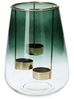 Windlicht ''Galia'' in Grün - (H)20 x Ø 15 cm