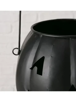 Windlicht ''Grimasi'' in Schwarz - (H)17,6 cm